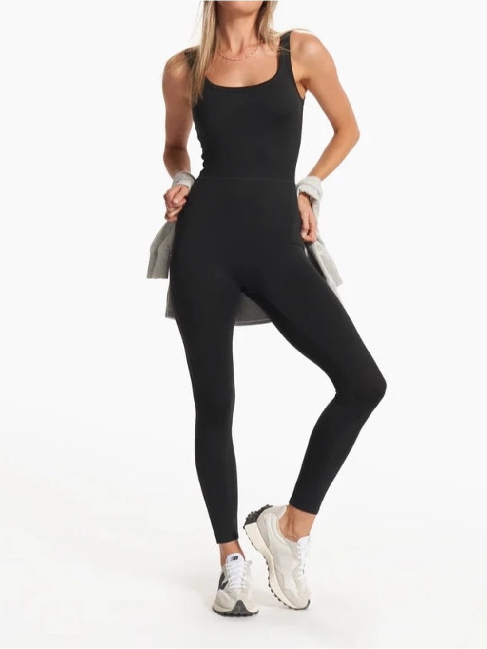 Vuori Halo Essential Jumpsuit in Black Heather